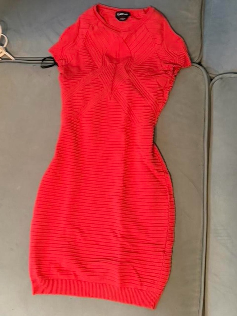 bebe Red Ribbed Mini Dress - Picture 3 of 8